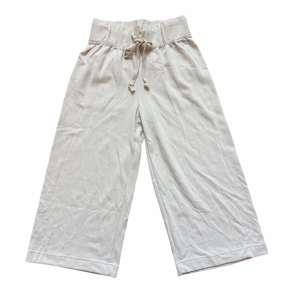 FREE PEOPLE BEACH WIDE LEG CROPPED PANTS CREAM MEDIUM NEW - Picture 3 of 5